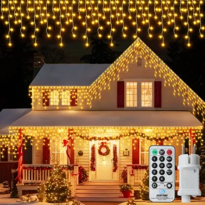 Image de Guirlande lumineuse extérieure de 14 mètres, 360 LED, lumière blanc chaud, avec télécommande