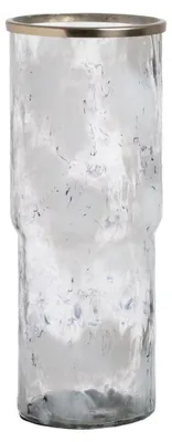 Produktbild von Vase, weiß, Champagnerfarbe, Aluminium, Kristall – 19,5 x 19,5 x 51 cm