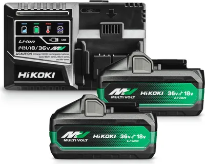 Produktbild von HiKOKI BoosterPack mit 2x MULTI VOLT Akkupacks BSL36B18X (36V/18V - 4 Ah/8 Ah) und Ladegerät