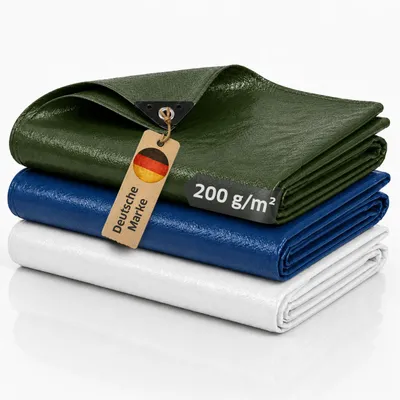 Produktbild von NOOR Abdeckplane SUPER - 200g/m² - 12x15 m - Grün - Gewebeplane mit Ösen - wasserdichte Plane für Heim & Garten - UV-resistent & wetterfest