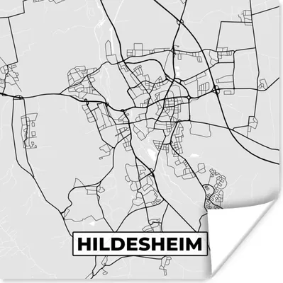 Produktbild von MuchoWow® Poster Hildesheim - Karte - Stadtplan - Deutschland - Karte 50x50 cm - Wohnzimmerdekoration