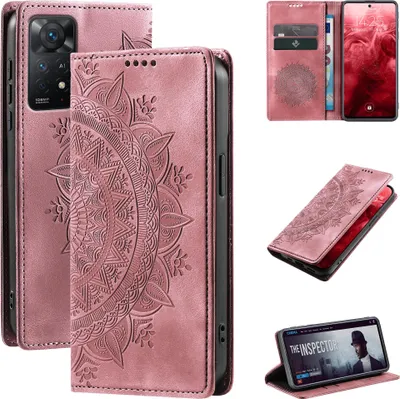 Produktbild von Mandala Handyhülle für Xiaomi Redmi Note 11 Pro RFID Schutz Klapphülle Case Cover Design Schutzhülle Farbe: Rosa
