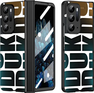 Image de Etui pour Oppo Find N, étui transparent galvanisé avec protection de l'écran et charnière noire
