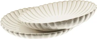 Image de Bloomy Set de 2 plats de service en porcelaine de haute qualité - 23 x 16 x 4 cm