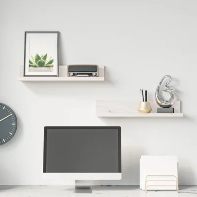 Immagine prodotto di The Living Store Mensole a muro 2 pz. Bianco 50x11x9 cm in legno di pino massiccio
