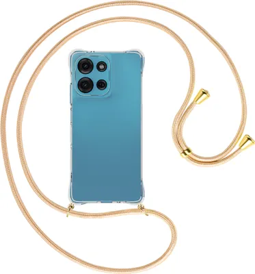 Produktbild von Handykette Backcover-Schutzhülle mit Band (Metall goldfarben) für Motorola Moto G75 5G - Goldkordel
