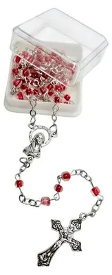 Image de Chapelet pour enfants rouge dans une petite boîte - Art Sacrum