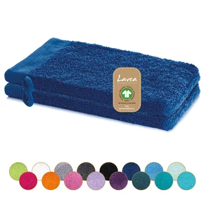 Zdjęcie produktu dla Zestaw 2 sztuk rękawic do mycia Lavea®, 16x22 cm, 100% bawełna, ściereczki do mycia, bardzo chłonne, nadające się do prania, wytrzymałe, seria Bali - granatowy