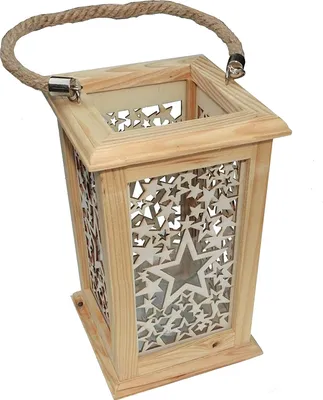 Produktbild von Holz Laterne Deko Windlicht Sterne
