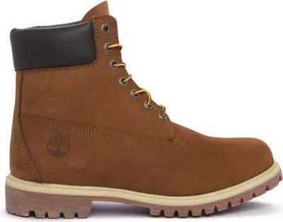 A single brown Timberland boot is shown against a white background.