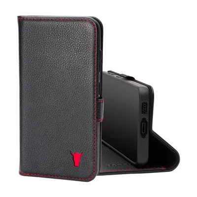 Image de TORRO Galaxy S23 Housse en cuir (avec fonction de support) - Noir avec détail rouge