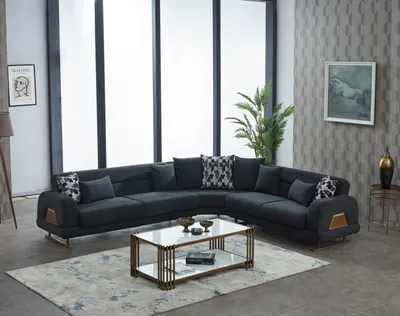 Zdjęcie produktu dla Sofa tapicerowana, narożna, kształt L, kolor szary, nowoczesny design