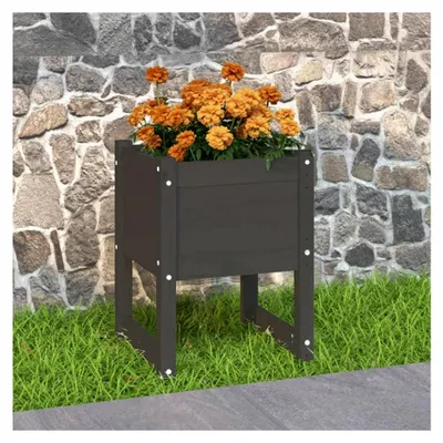 Produktbild von Pflanzkübel Grau 40x40x52,5 cm aus Kiefernholz für Garten, Terrasse und Balkon