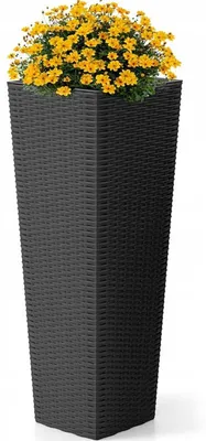 Obrázek produktu pro Ratanový květináč s drenážními otvory NP12483BK, 82 cm, černý