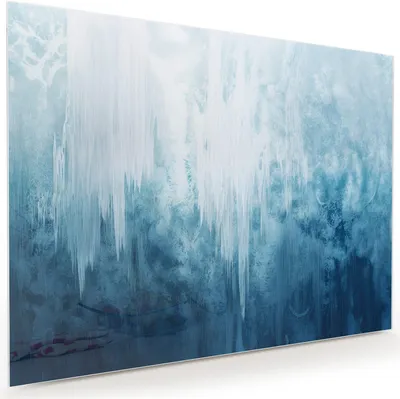 Produktbild von Glasbild 120x90cm in XXL für Wohnzimmer, Schlafzimmer Motiv Gefrorener Wasserfall