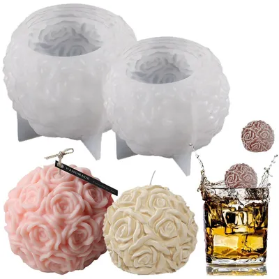 Immagine prodotto di Set di stampi in silicone a forma di rosa, da 6 cm e 8 cm, ideali per progetti fai-da-te