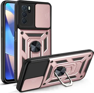 Produktbild von OPPO A16 Hülle mit 360° Drehbarer Magnetische Ring Ständer Halter Dia Kameraschutz TPU Bumper Silikon Schutzhülle für OPPO A16 Rosa