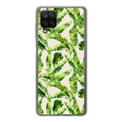 Produktbild von MuchoWow® Handyhülle Schutzhülle Hülle für Samsung Galaxy A12 Palmenblatt - Muster - Tropisch Silikon Softcase Handy Hülle - Bild