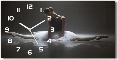 Produktbild von Wanduhr aus Glas – 60x30 cm - Glasbild - Glasuhr - Gehärtetes Glas - weisse-zeiger - Ballerina