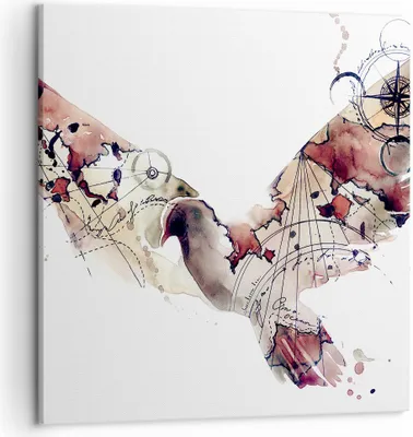 Produktbild von Bild auf Leinwand - Leinwandbild - Vogel Abstraktion - 50x50cm - Wand Bild - Wanddeko - Wandbilder - Leinwanddruck - Bilder - Kunstdruck - Wanddekoration - Leinwand bilder - Wandkunst - AC50x50-4109
