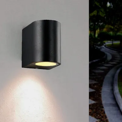 Produktbild von Schwarze LED-Wandleuchte IP44 für GU10 Lampen