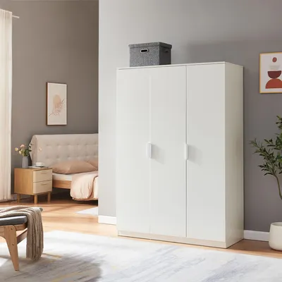 Image de Armoire 'Eiselfing' 176 x 120 x 52 cm avec 3 portes, 1 tringle, 4 compartiments blanc