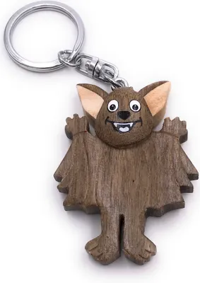 Immagine prodotto di Onwomania legno pipistrello portachiavi spaventoso simpatico animale mammifero vampiro Halloween ciondolo fascino