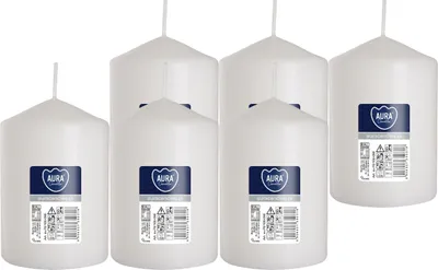 Obrázek produktu pro BISPOL cylindrická svíčka Aura 44H 10cm SW70/100 BÍLÁ 6ks.