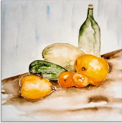 Produktbild von ARTland Glasbild Obst und Gemüse Aquarell Größe: 20x20 cm