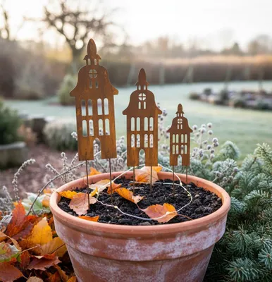 Produktbild von Rustikale Metall Gartendeko – Rostiges Metallhaus, Glockenturm