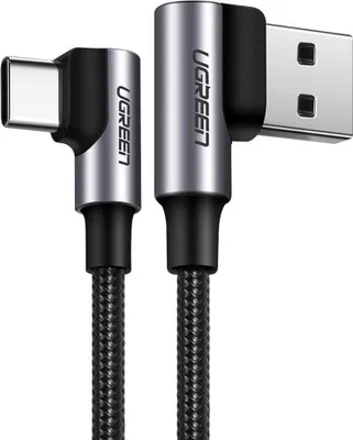 Produktbild von Ugreen US176 USB-A zu USB-C abgewinkeltes Datenkabel 3A 0.5M Schwarz