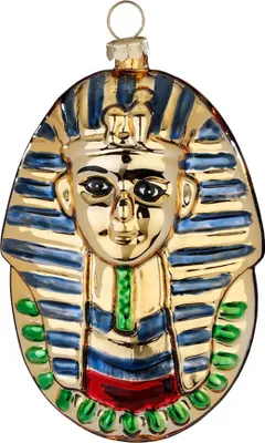 Produktbild von Christbaumschmuck Pharaonenmaske Figur 10cm Glas Gold / Blau