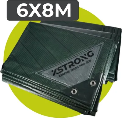 Zdjęcie produktu dla Xstrong Pro 300 - Plandeka - 6x8 - Zielona - Wodoodporna i odporna na promieniowanie UV - 3-warstwowa plandeka laminowana krzyżowo