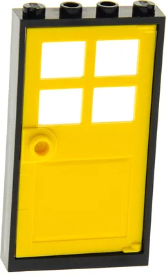 Produktbild von 1x Lego Tür Rahmen 1x4x6 schwarz Türblatt gelb Haus Fenster 60623 60596