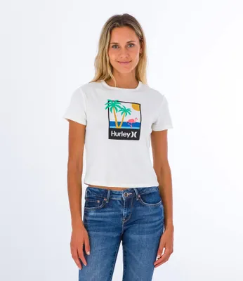 Imagen del producto de Camiseta de manga corta para mujer Hurley Damen Mingo Rib, color "Marshmallow", talla XS