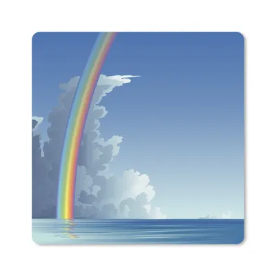 Produktbild von MuchoWow® Mauspad Mousepad Eine Illustration eines Regenbogens über dem Meer 30x30 cm - Mousepads - Maus Mat - Pad - Mausunterlage - Gaming