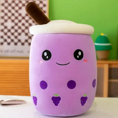 Image de Bubble Tea Coussin en peluche Boba Peluche 25cm Noël Anniversaire Violet