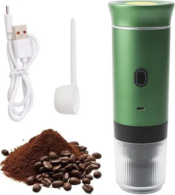 Image de Machine à café compacte de 12 V, portable, compatible avec les capsules Nespresso et le café moulu, capacité de 60 ml, de couleur verte