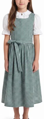Produktbild von Mädchen Kinder Dirndl Mädchendirndl Kleid Grün/Weiß kariert, Größe:134