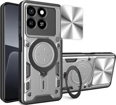 Produktbild von Outdoor Panzer Hülle für ZTE Blade A55 / A35 Handyhülle mit Slide Kameraschutz Ringhalter Bumper in Silber