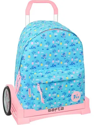 Obrázek produktu pro Batoh Safta Evolution Stitch Waves, objem 20,79 litrů, s kolečky, modrý. Barva: modrá. Velikost: univerzální (pro děti)