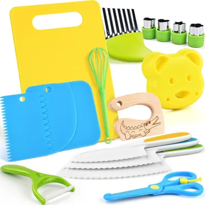 Produktbild von Kindermessen Set - 17-teiliges Küchenmesser-Set für Kinder mit Sicherheit und Kreativität