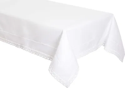 Produktbild von Weiße Tischdecke mit Hohlsaum und Krone 140x260 Elegant wie Leinen