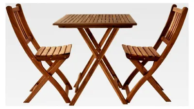 Produktbild von Gartengruppe, 3-teilig, Balkongruppe aus Akazienholz, 1 Tisch + 2 Stühle, geölt, klappbar, Sitzgruppe aus massivem Holz