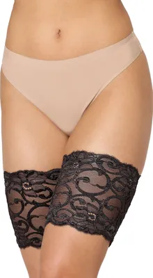 Produktbild von Merry Style Oberschenkelbänder Selbsttragende, elastische Oberschenkelbänder Anti-Reibung mit Spitze und Silikonbändern Oberschenkelband MS10-437 (Schwarz, 5XL) .