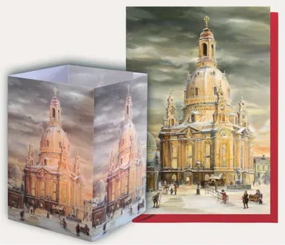 Produktbild von Tischlaterne Dresdner Frauenkirche mit Klappkarte als Set