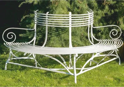 Produktbild von Casa Padrino Jugendstil Gartenbank Weiß 180 x H. 88 cm - Handgeschmiedete Garten Möbel
