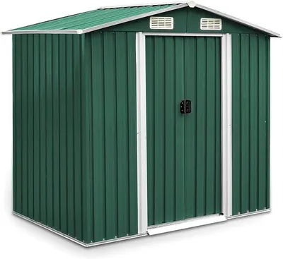 Obrázok produktu pre Záhradný domček, skladací box 204x132x185 cm, kovová garáž, zelená, sedlová strecha