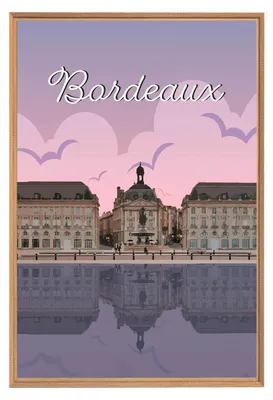 Image de Tableau mural encadré 65x97 cm BORDEAUx, Tableau mural moderne pour décoration intérieure