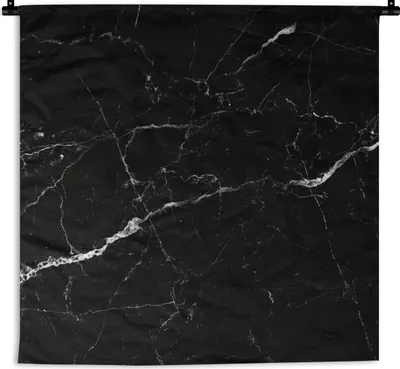 Produktbild von MuchoWow® Wandteppich Wandbehang Marmor - Schwarz - Marmoroptik - Weiß - Luxus - Stein 150x150 cm Tapisserie Dekoration Wandtuch - Wohnaccessoires - Modernes